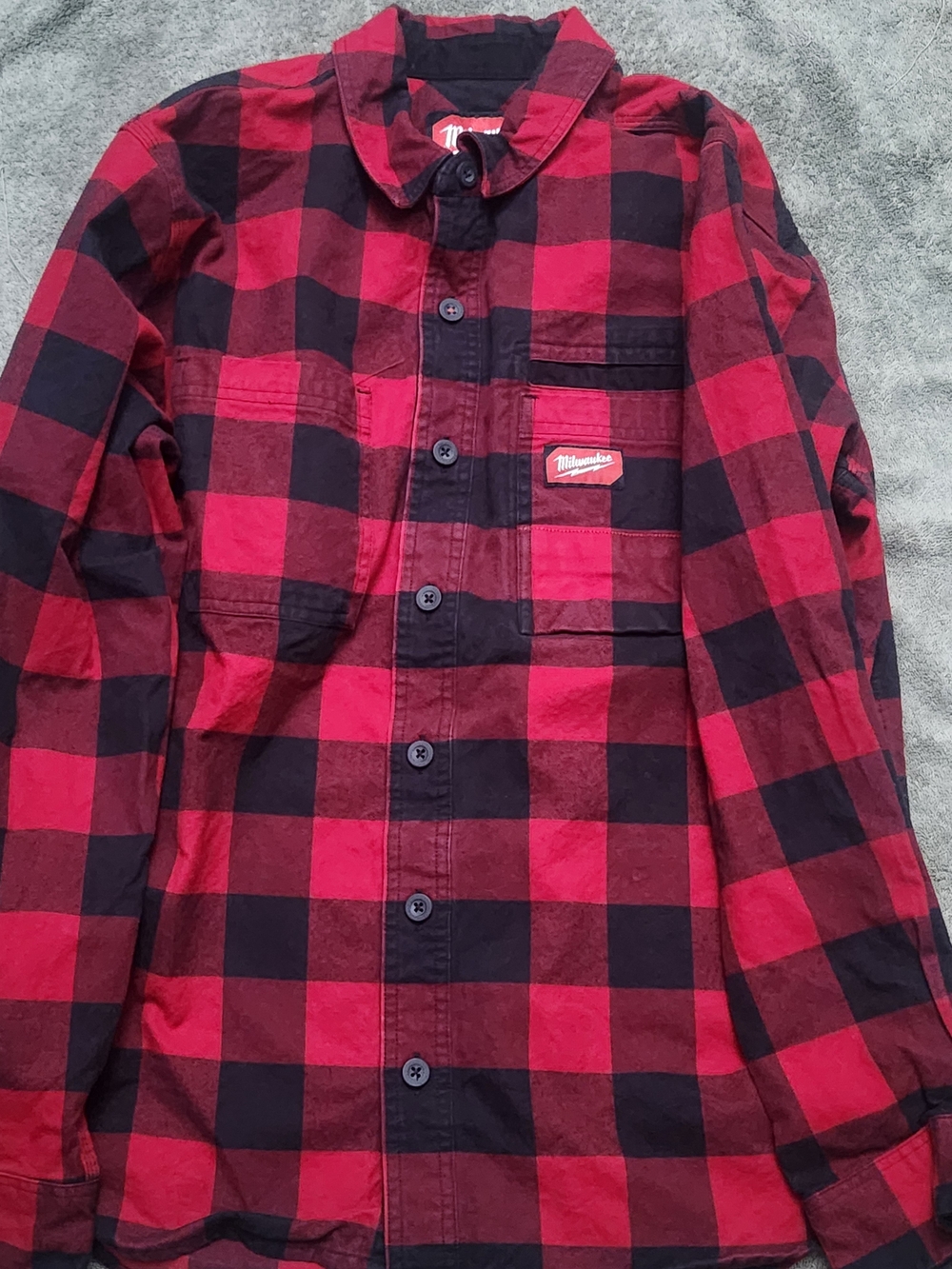 MILWAUKEE Red & Black Buffalo Plaid Work Shirt Jacket